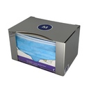 Dispensador inoxidable para mascarillas quirúrgicas con solapa protectora