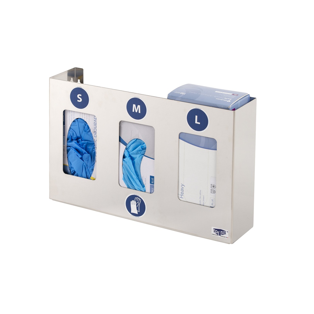 Distributeur De Gants En Acier Inox 3 Boîtes - Teqler Organisation Pro
